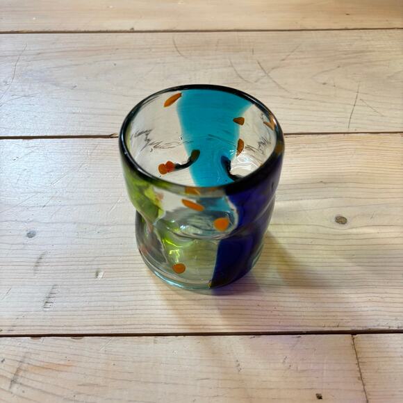 Anthropologie NWOT Hand Blown Misshapen Multicolor Drinking Decorative Glass - Picture 1 of 7